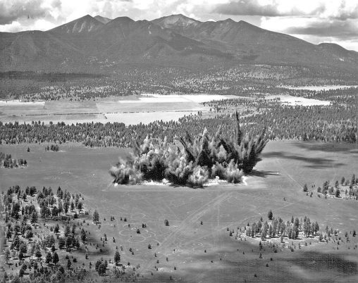 In 1967 the United States Geological Survey (USGS) created in Arizona a training site for the Apollo program. The craters, detonated with various explosives, looked similar to the ones found in particular landing sites on the Moon. In July of 1968, it was added a second crater field (in this photograph) at Cinder Lake [USGS].