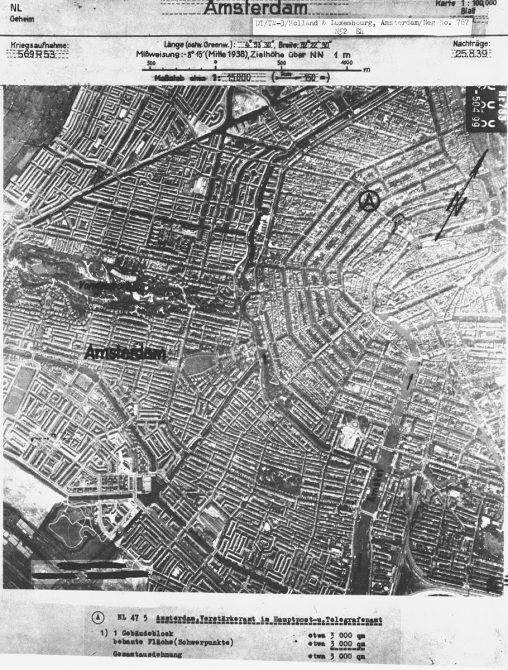 An aerial view of Amsterdam, taken before the war for German military use, 25.08.1939. [United States Holocaust Memorial Museum, courtesy of NARA, College Park]