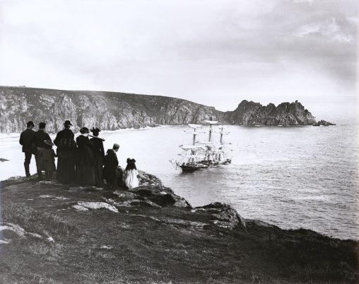 SV Granite Slate, 1895
American three-masted sailing ship built in 1877 ran aground near Porthcurno 4th November 1895
[Photo: The Gibsons of Scilly]