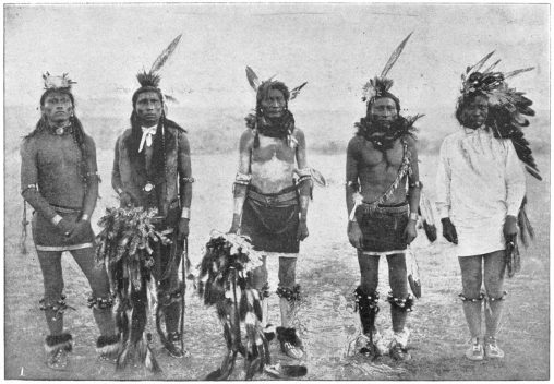 Native American Dancers. /N'Ready For The Dance.' Five Native American Dancers In The American West, c.1890. [ Photograph By John C.H. Grabill]
