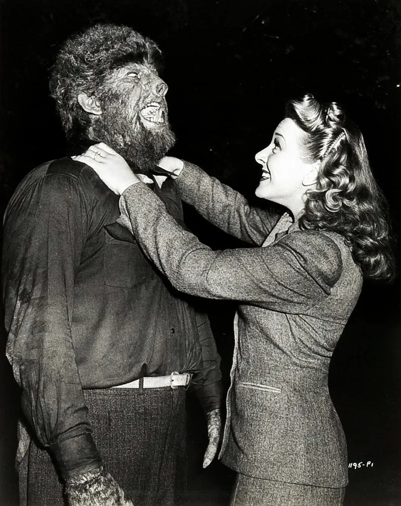 Evelyn Ankers and Lon Chaney in THE WOLF MAN (1941). [Publicity photo]