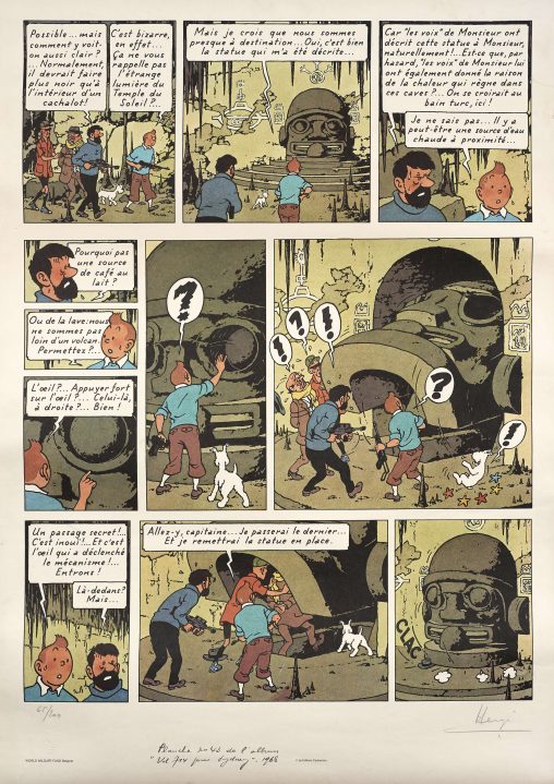 Plate nº 43 from the album 'Les Aventures de Tintin : Vol 714 pour Sydney', Hergé, 1968.