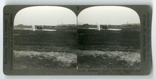Airplanes- Early Wright Airplane just leaving the ground, 1904 [Keystone view Company].