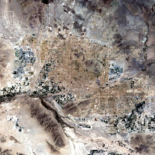 Phoenix, Arizona, This image of Phoenix was taken by the Enhanced Thematic Mapper plus (ETM+), flying aboard the Landsat 7 satellite, on May 11, 2002.