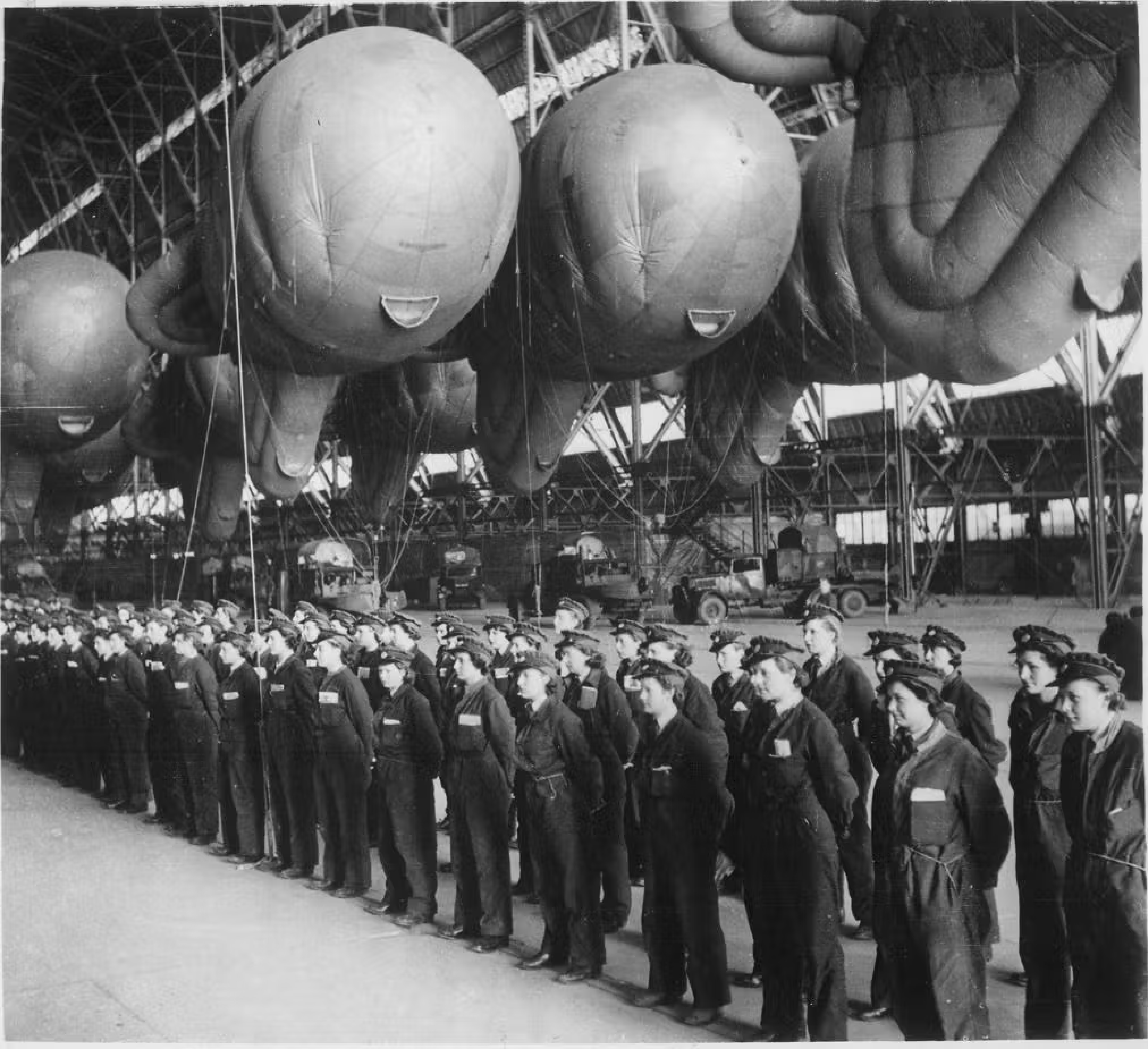 RAF Barrage Balloons with WAAF Operating Crews. c.1940