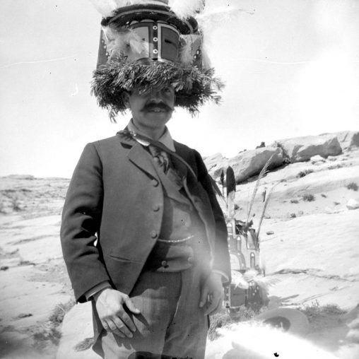 Aby Warburg wearing a Hemis kachina mask, Oraibi, Arizona, May 1896, Warburg Institute Archive London