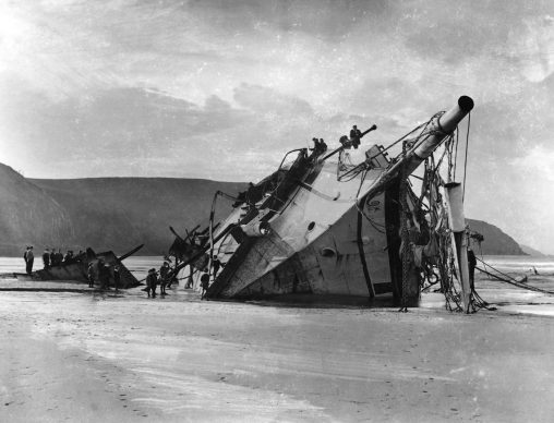 The French ship  SV Seine (built in 1899) was on her way to Falmouth with a charge of nitrate when she ran into a gale off Scilly on December 28, 1900. She ran ashore in Perran Bay, Perranporth, Cornwall.