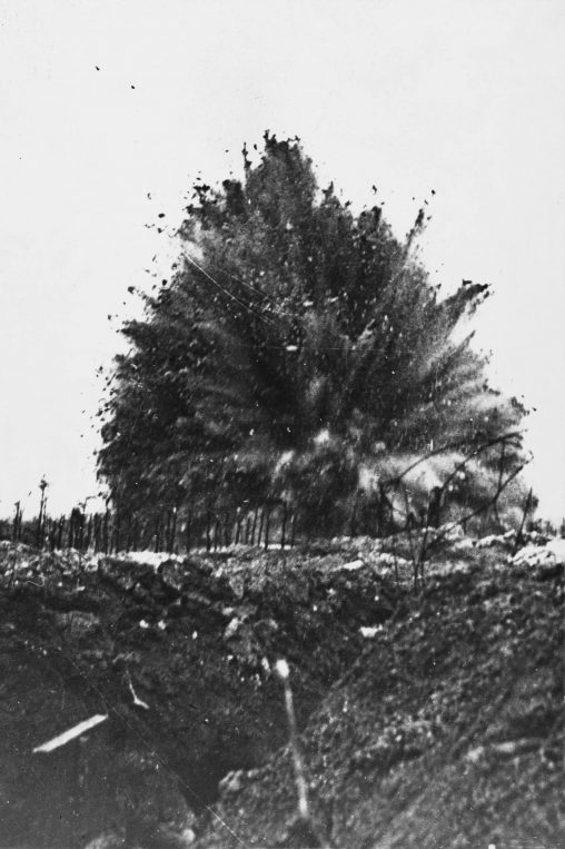 One of the massive mine explosions at Messines Ridge. 7 June 1917.