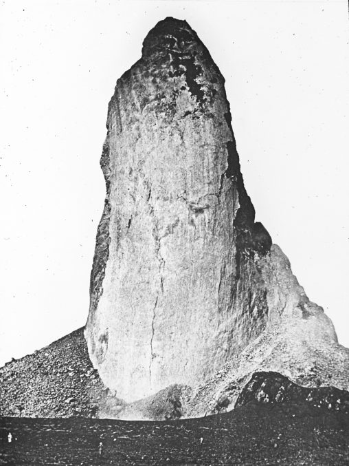 The lava spine of Mont Pelée (Martinique) photographed by the French volcanologist Antoine Lacroix